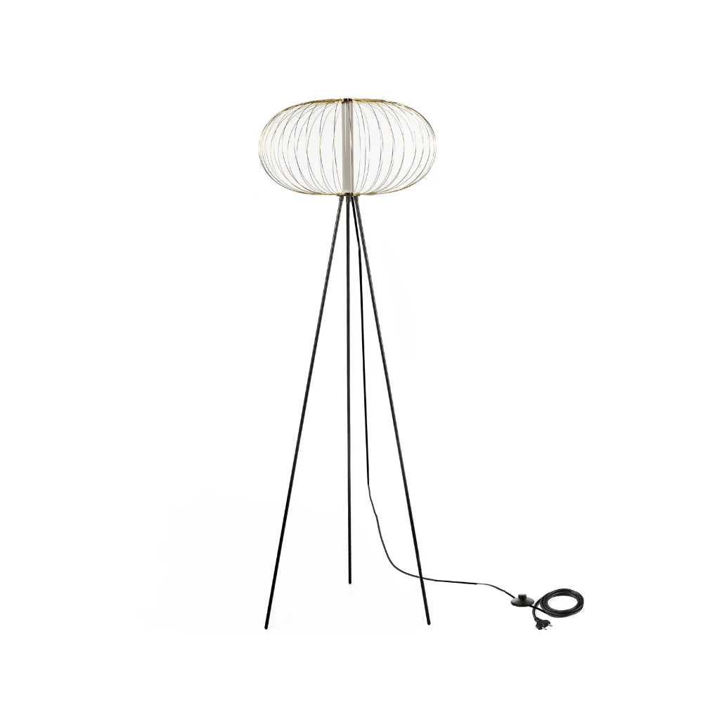 Lampada da terra LED Resplandor in acciaio e acrilico ottone lucido | Duzzle