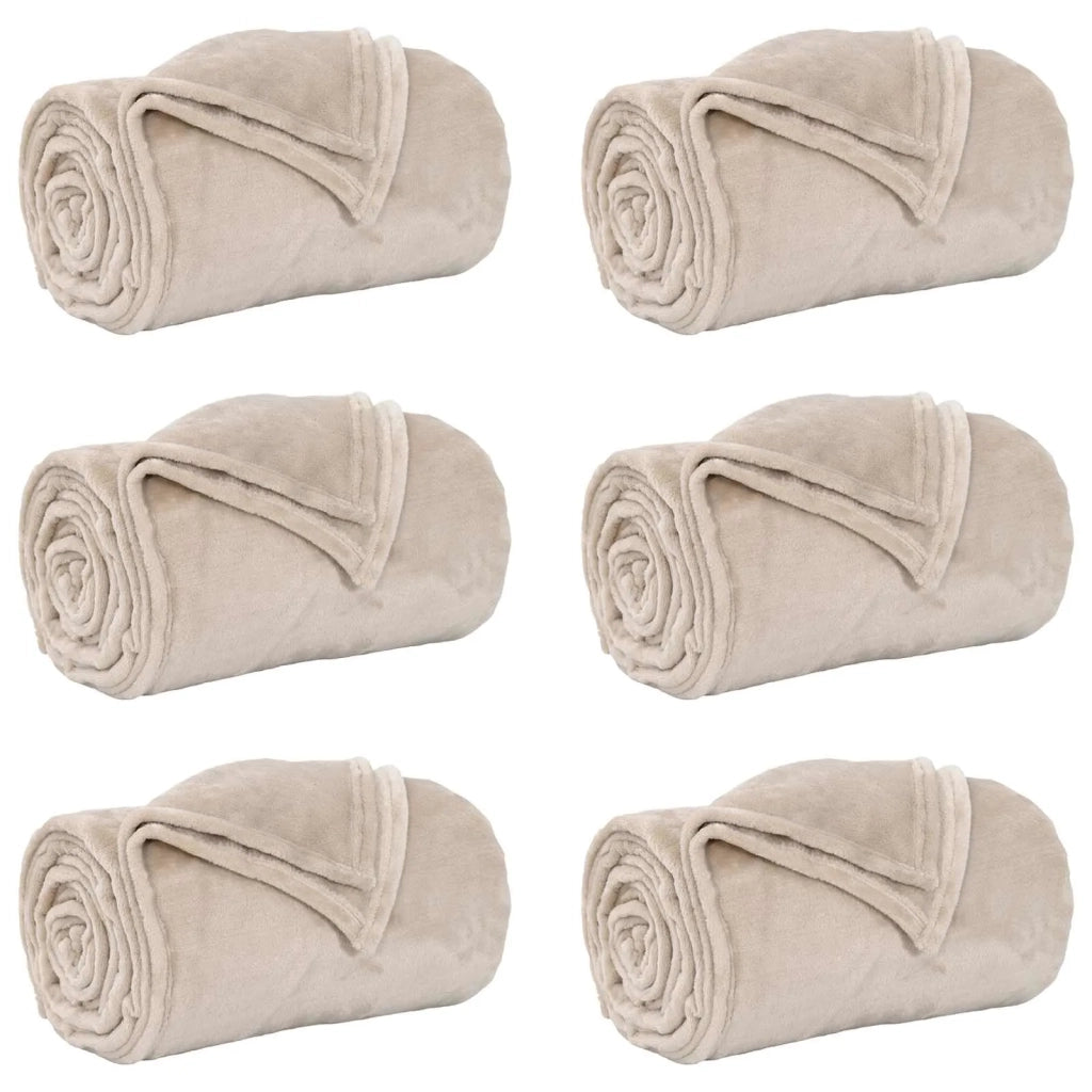 Coperte da Pile 6 pcs Beige 220 x 240 cm Panno