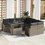 Set Divano da Giardino 9 pcs Grigio Poly Rattan 3357712