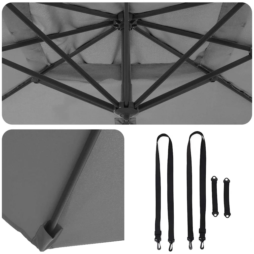 Ombrellone Antracite 351 x 250 x 260 cm Poliestere e Alluminio 42003345