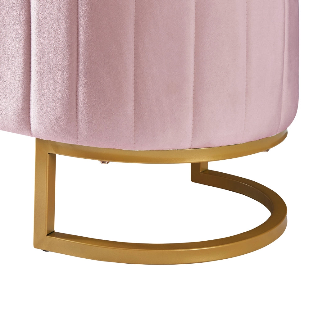 Panca Contenitore Poggiapiedi con Vano Nascosto e Seduta Imbottita in Velluto Rosa 120 x 39.9 x 41.9 cm