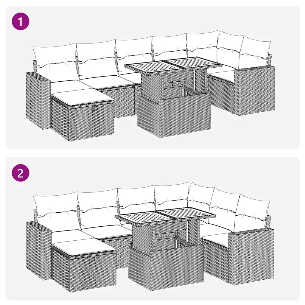 Set Divani Giardino 8 pz con Cuscini Marrone Polyrattan Acacia 3328013