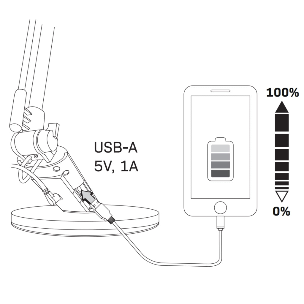 Lampada da scrivania LED dimmerabile USB argento Polux