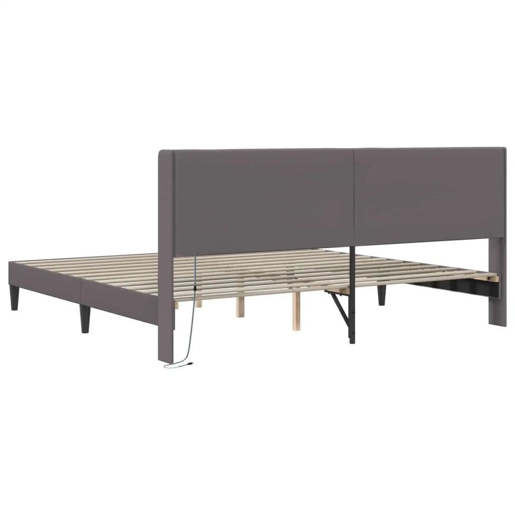 Struttura del letto con testiera-Giroletto Grigio 200 x200 cm Similpelle