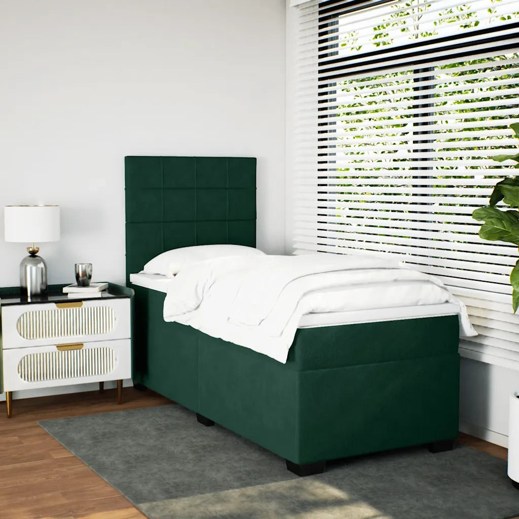 Giroletto a Molle con Materasso Verde Scuro 80x200 cm Velluto