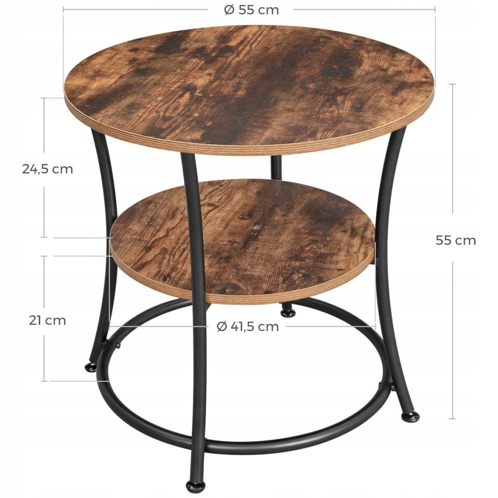 Tavolino da caffè rotondo in stile industriale e legno rustico