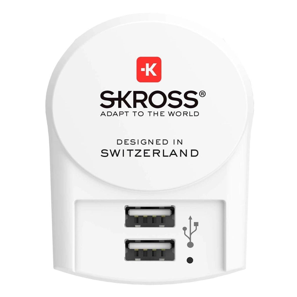 Adattatore di rete Europa a 2 porte USB-A 2.4A Bianco Skross