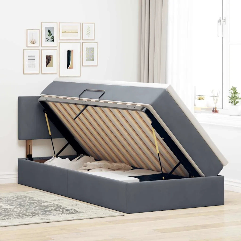Letto con Contenitore Grigio scuro 100 x 200 cm Velluto