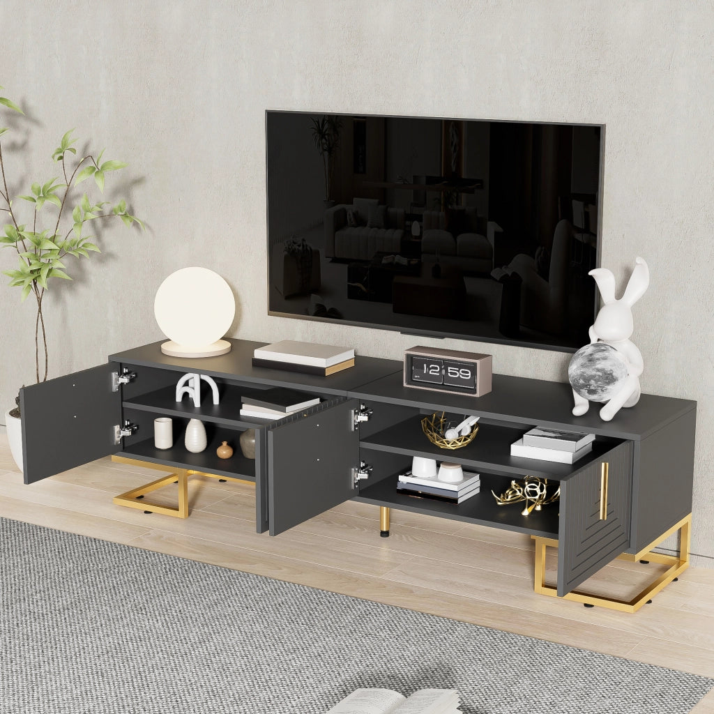 Cassettiera per TV grigia in truciolato lunga 170 cm