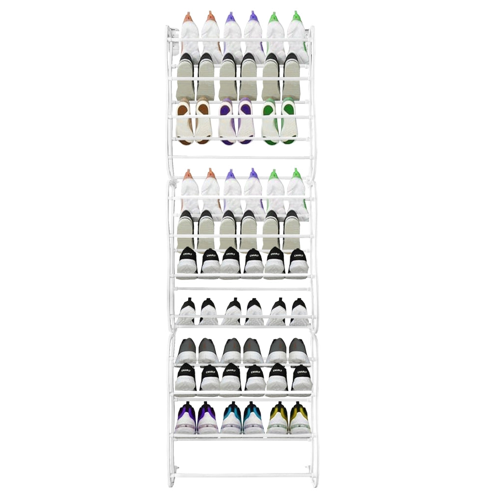 Scarpiera sospesa su porta in metallo 36 paia Nyana Home 172x58x18 cm Bianco