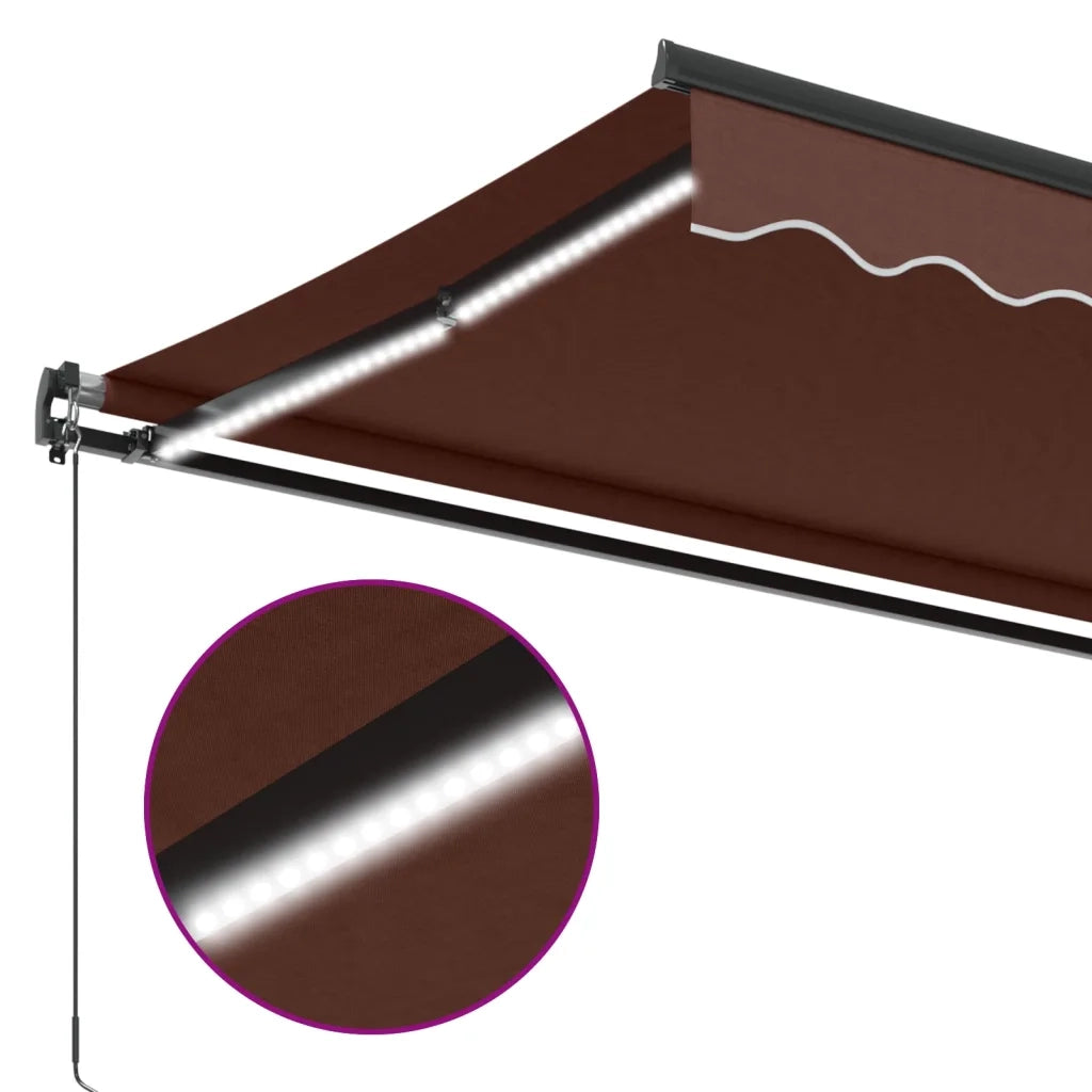 Tenda da Sole Retrattile Manuale con LED Marrone 450x350 cm 3215408