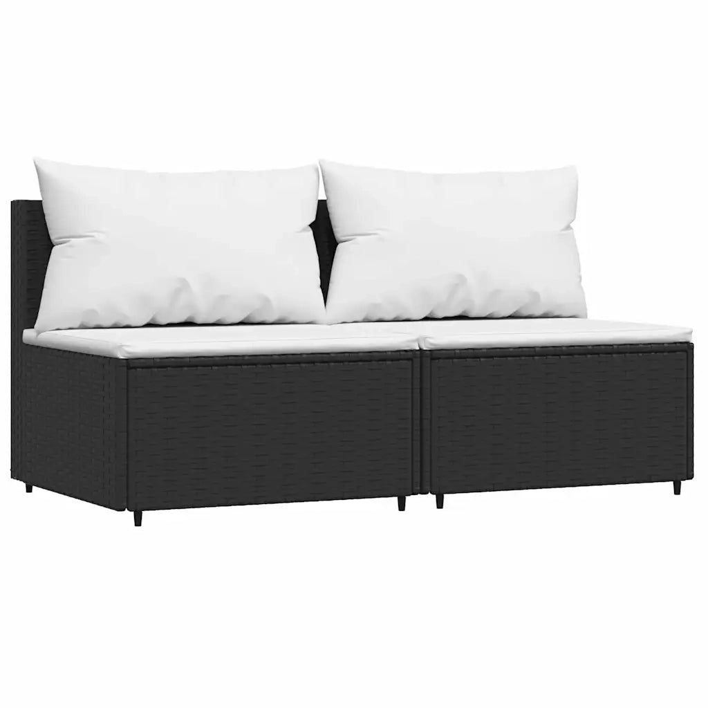 Set Divani da Giardino 3 pz con Cuscini Nero in Polyrattan 319739