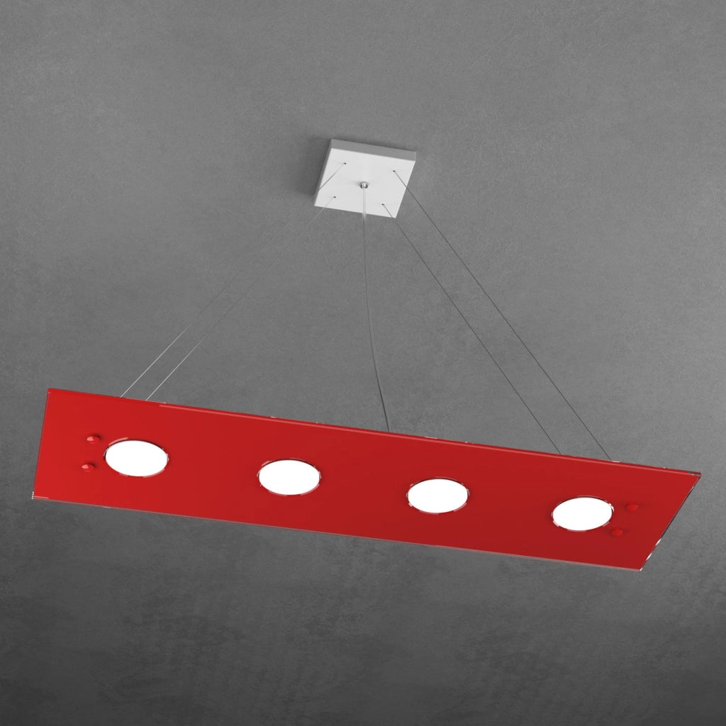 PATH SOSPENSIONE 4 LUCI RETTANGOLARE ROSSO 1141-S4 R-RO