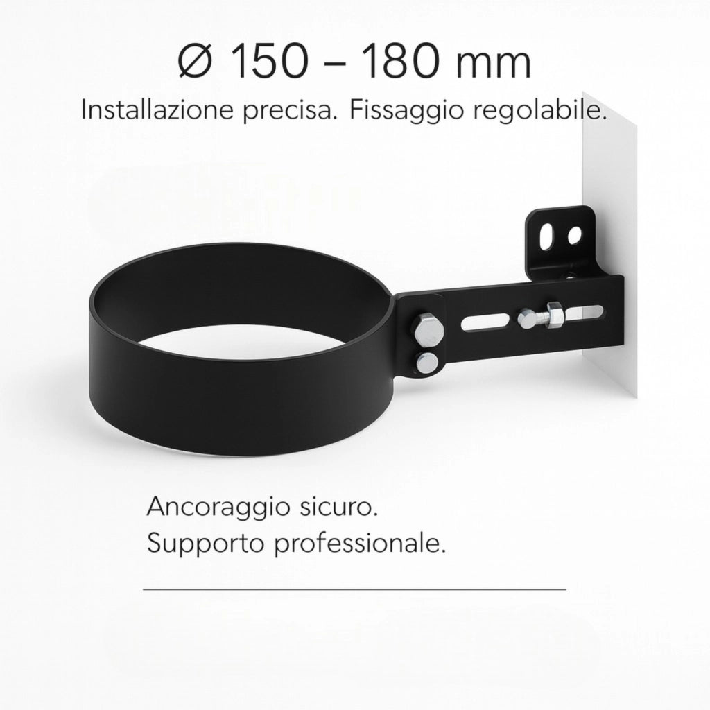 Collare registrabile arredo viteria prolunghe canale fumo muro stufa pellet *** misura Ø 150 mm, confezione 1