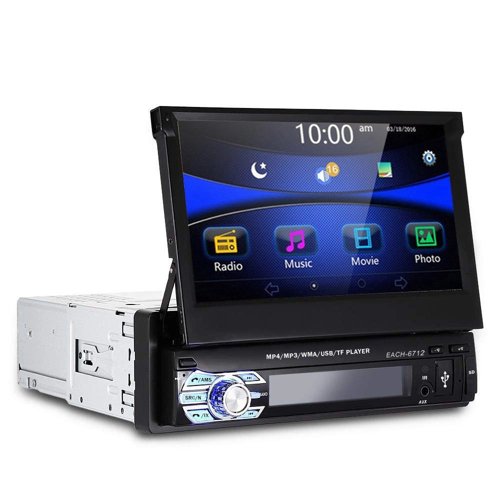 Trade Shop - Autoradio 1 Din Con Schermo A Scomparsa 7 Stereo Auto Touch Bluetooth Gps Usb Sd -