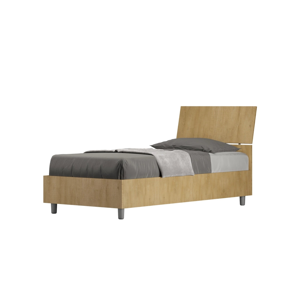 BS COM Letto singolo con rete 80x190 testata inclinata quercia