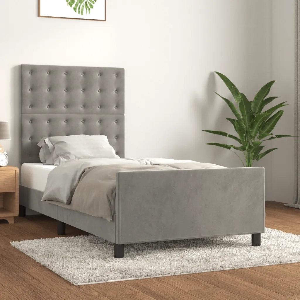 Giroletto senza Materasso Grigio Chiaro 80x200 cm Velluto