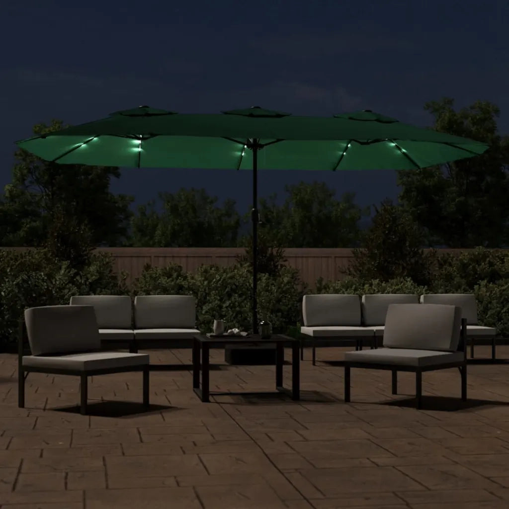 Ombrello | Parasolne a Doppia Testa con LED Verde 449x265 cm