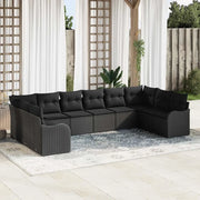Set Divano da Giardino 10 pcs Nero polyrattan