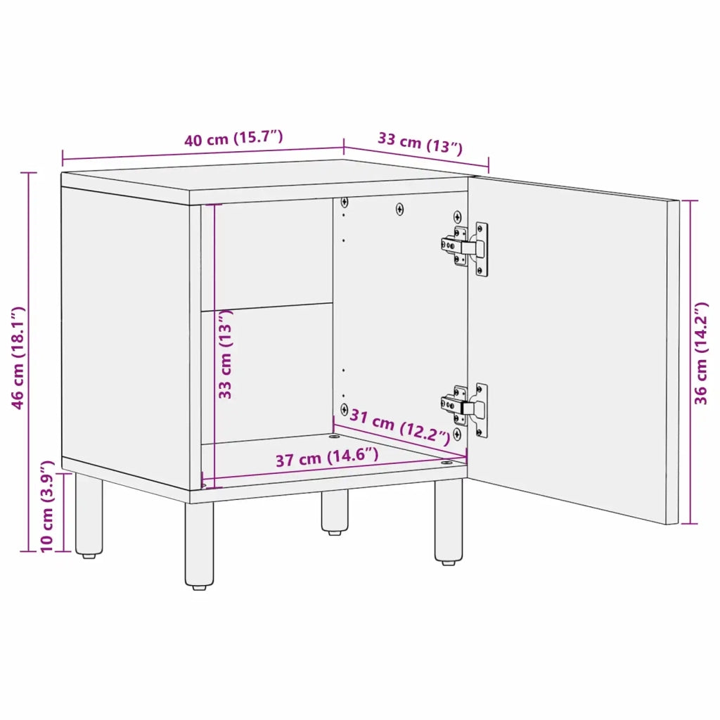 Comodino | Armadio da Notte | Mobiletto da notte Marrone 40 x 33 x 46 cm