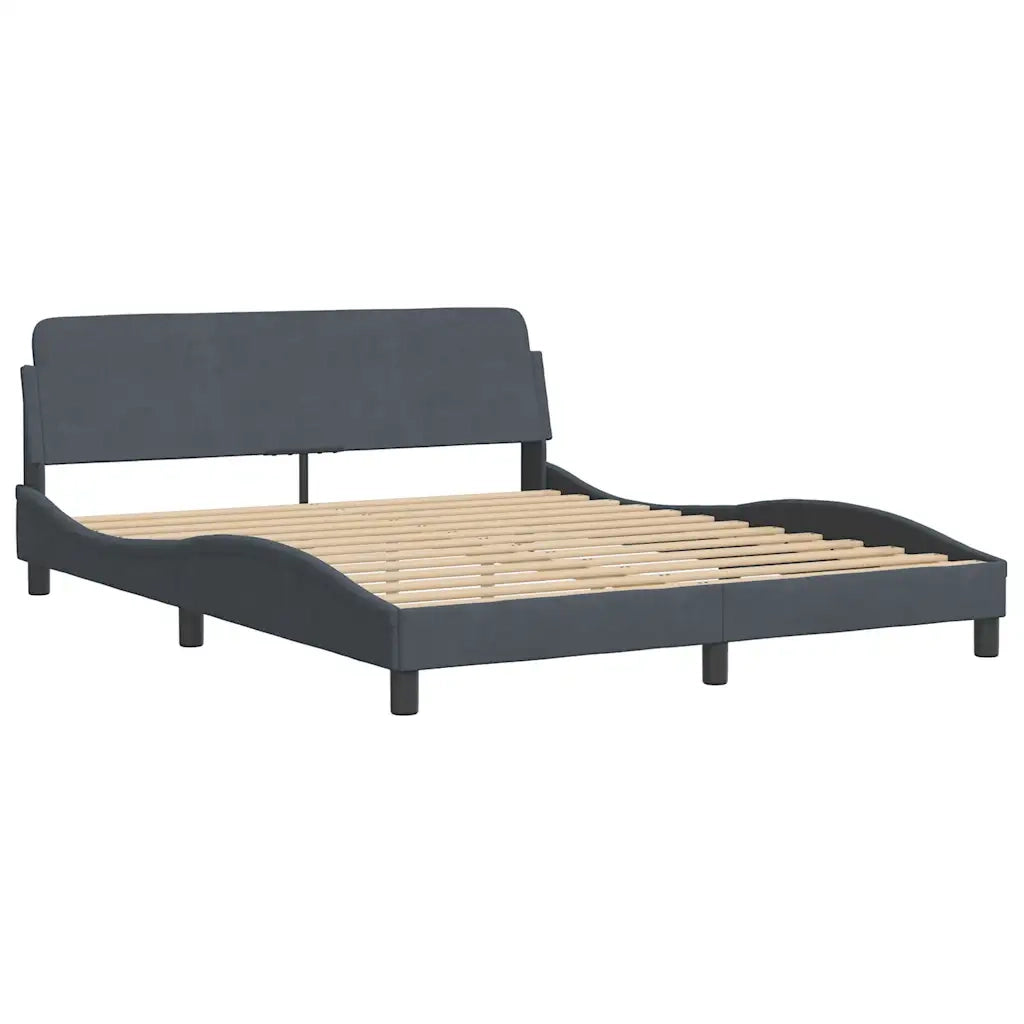 Giroletto-Struttura Letto Dover Grigio Scuro 160x200 cm Velluto