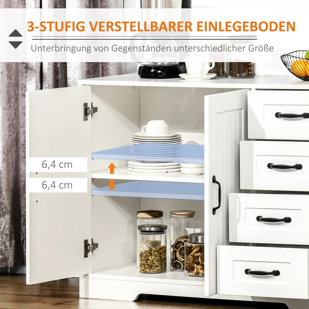 Cassettiera Moderna con 4 Cassetti e Anta ¨C Zephmum ¨C Bianco 105x40x76