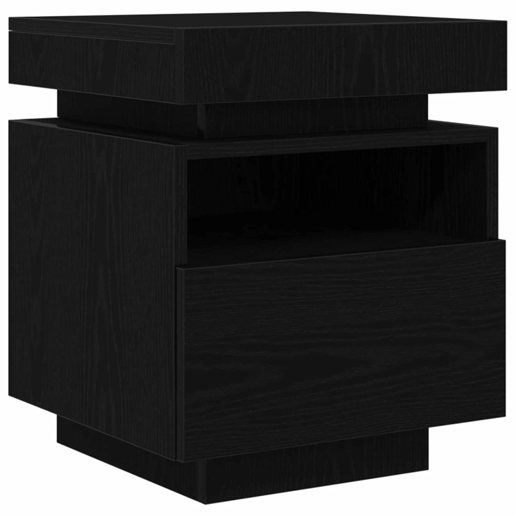Armadio da Notte con cassetto Rovere Nero 40 x 39 x 48,5 cm 862186