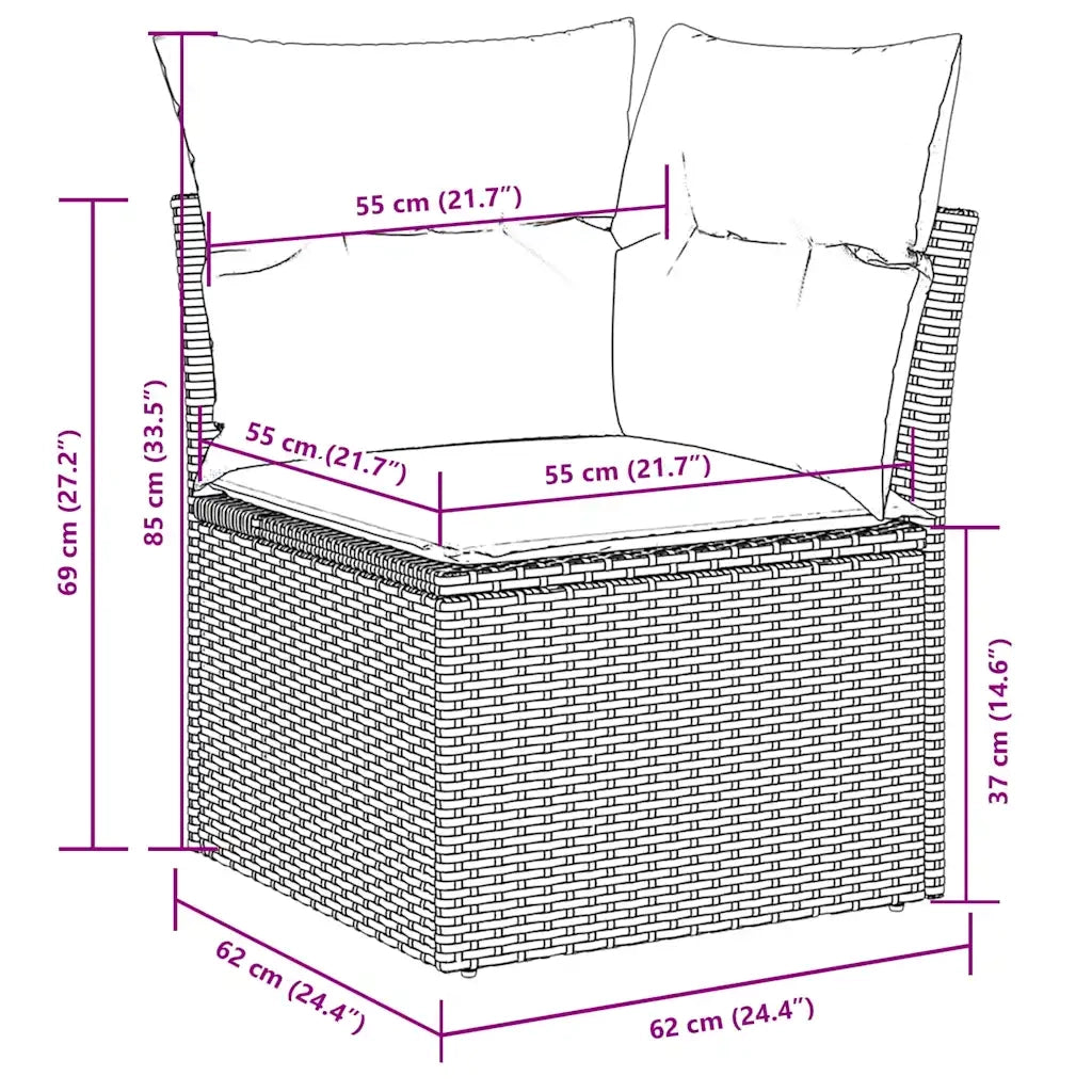 Set Divano da Giardino 5pz | Set Salotto da Giardino con Cuscini Grigio Chiaro Polyrattan