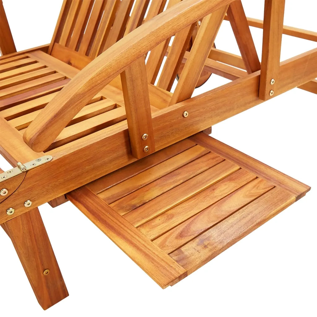 Lettino Prendisole 2pz con Tavolo e Cuscini Massello d'Acacia 3077356