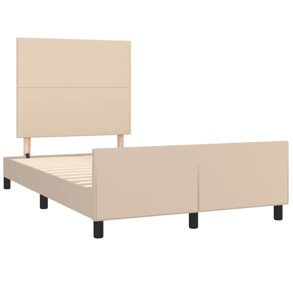 Letto matrimoniale | Letto per adulti | Giroletto senza Materasso Cappuccino 120x190 cm in Similpelle