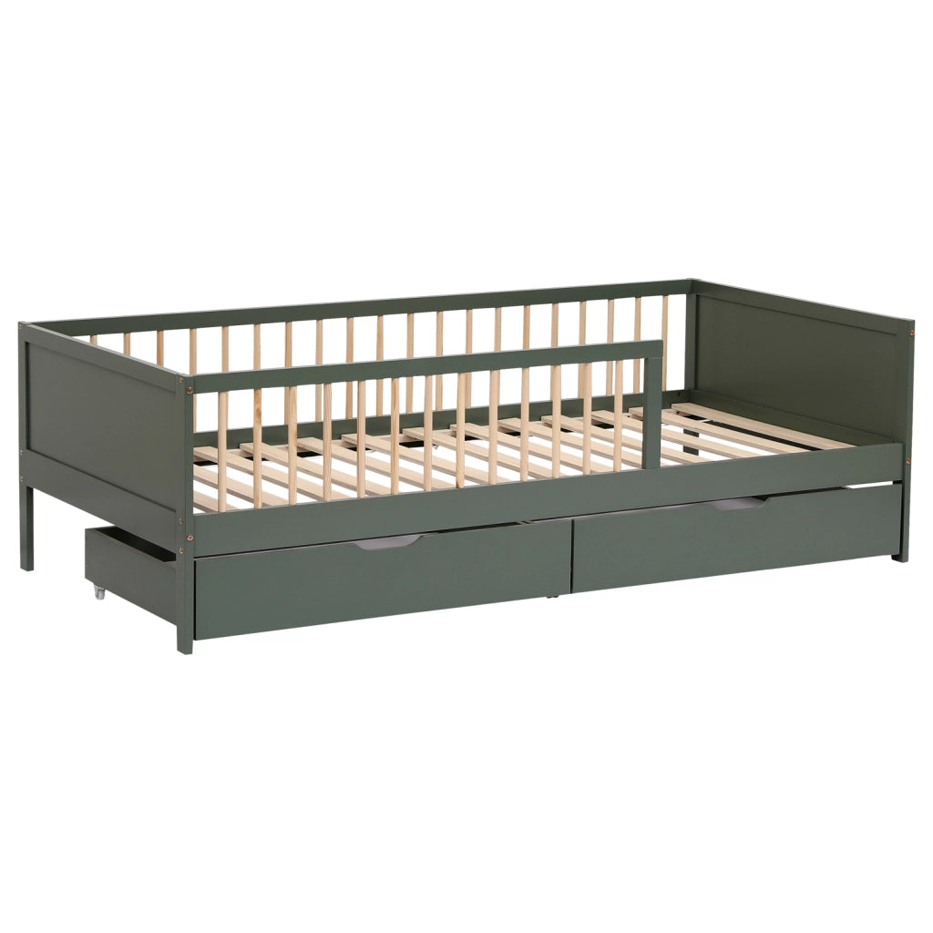 Letto per bambini 190x90cm verde con cassetti ADAM