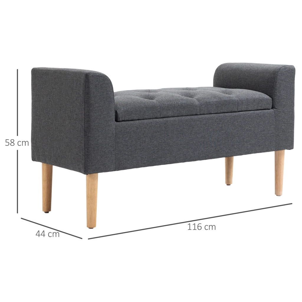 Divano imbottito con cassetti ¨C Minimal ¨C 116x44x58 cm grigio scuro