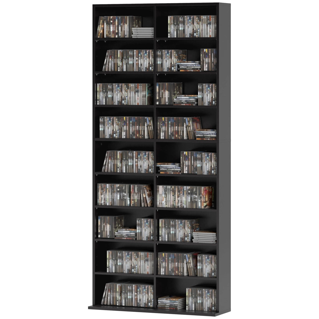 Libreria per CD e Blu-ray ¨C Xylo ¨C 18 scomparti con ripiani regolabili, nero, 640 CD
