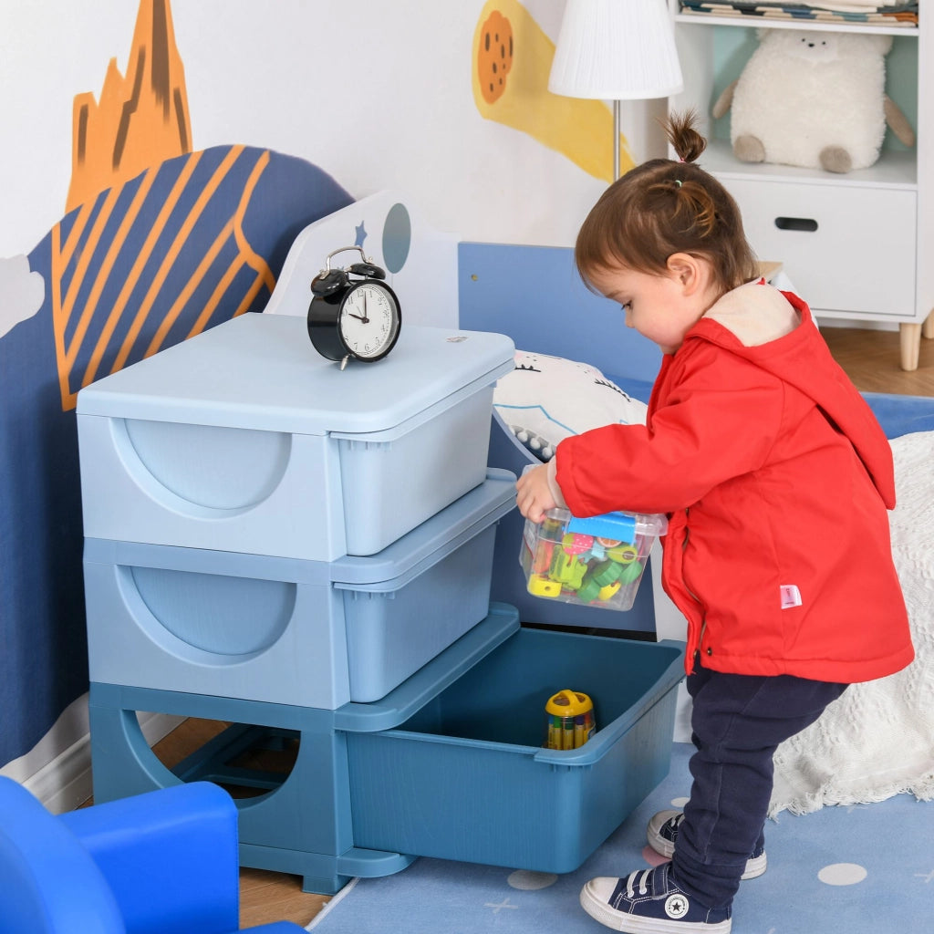 Cassettiera 6 Cassetti per Bambini ¨C Minimal ¨C Blu, PP, 37x37x56.5cm