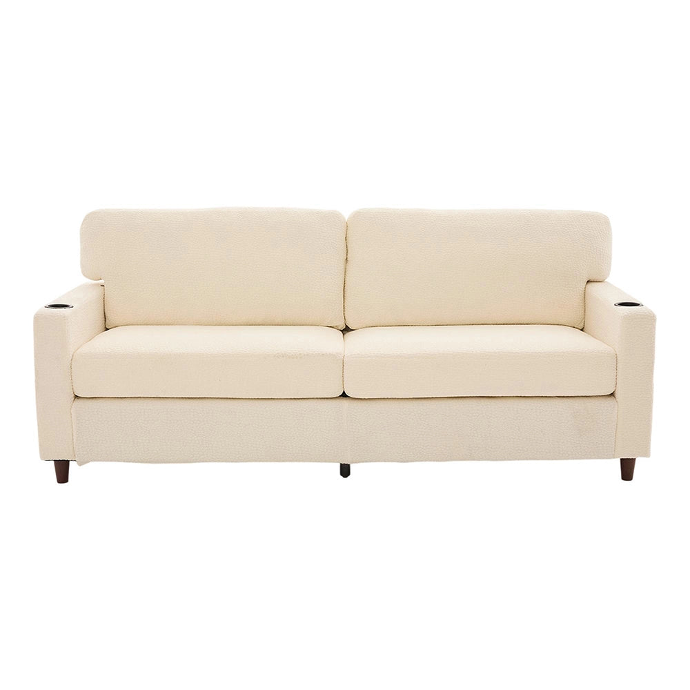 Divano 2 posti - Xylo - Chenille, LED, USB-C, porta bicchieri, beige