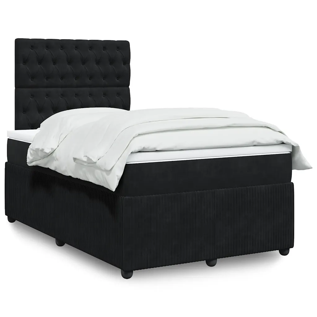Giroletto a Molle con Materasso Nero 120x190 cm in Velluto 3294594