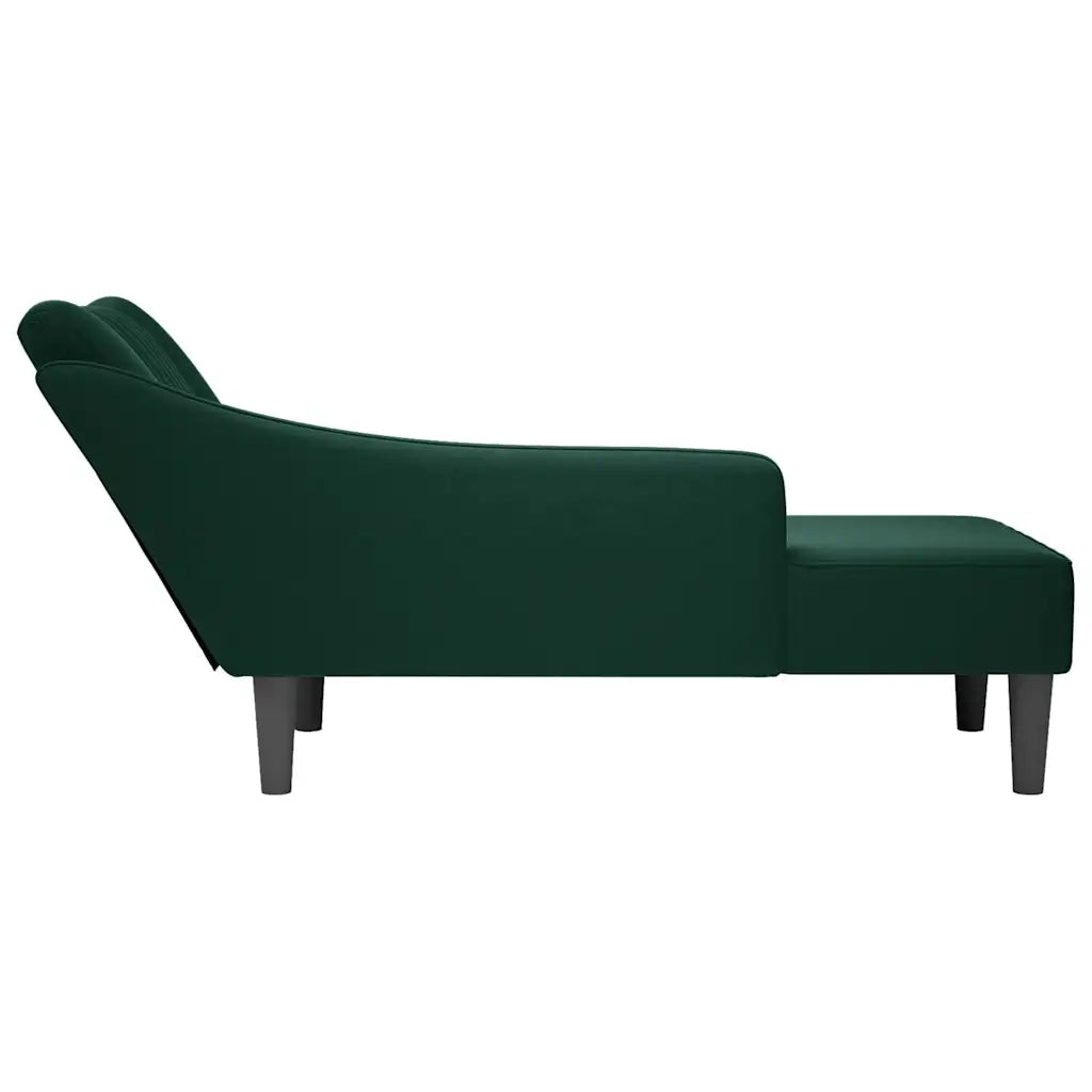 Sdraio con Bracciolo Destro in Velluto Verde Scuro 4009794