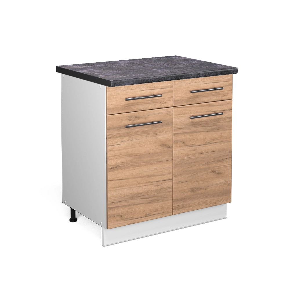 Mobiletto base per cucina Fame-Line Rovere dorato/Bianco 80 cm, PL Antracite Vicco