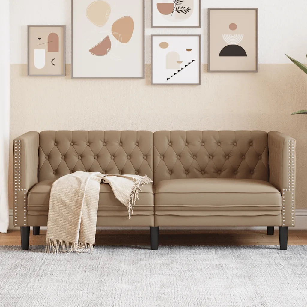 Poltrona | Sedia Relax Chesterfield a 2 Posti Cappuccino in Similpelle
