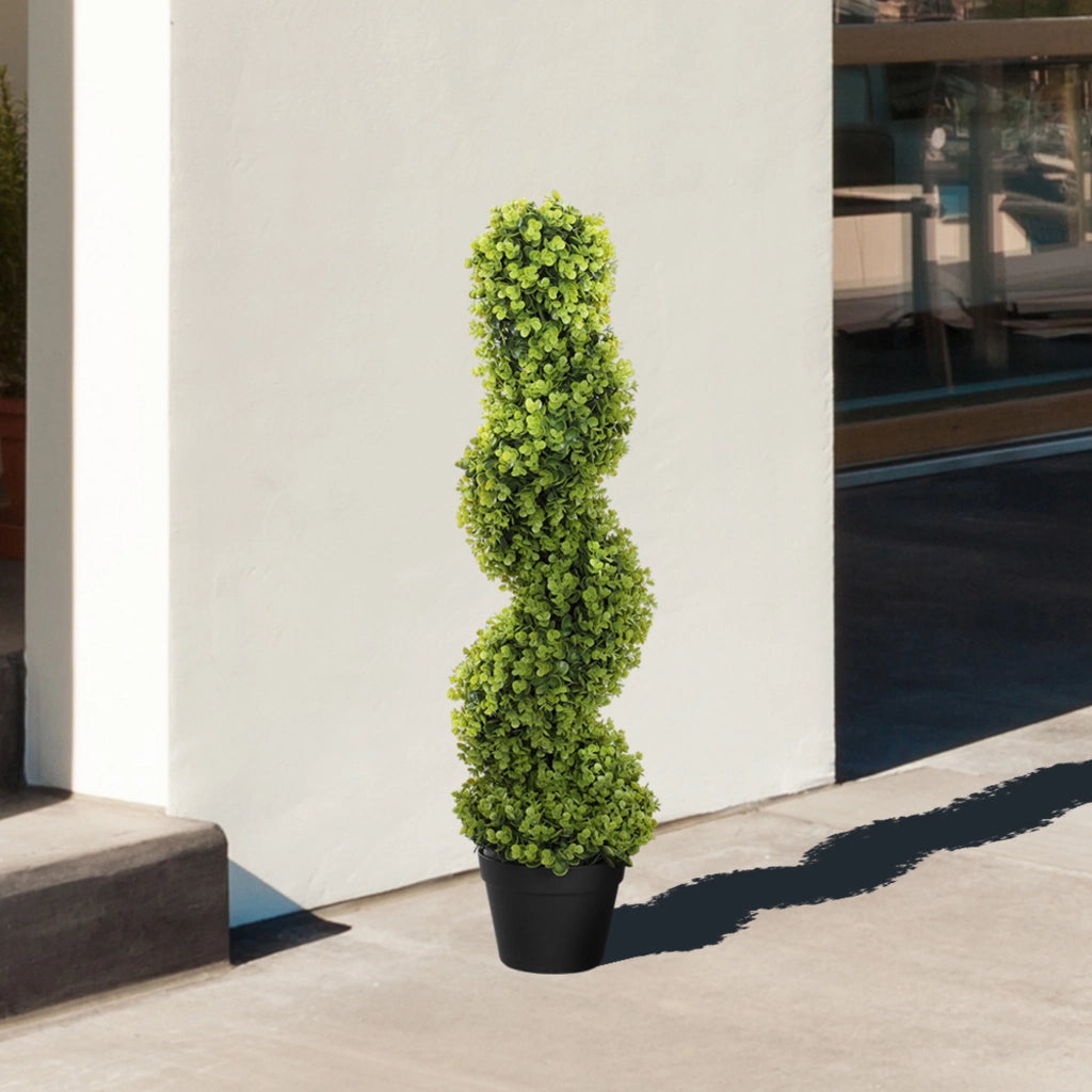 Pianta Finta Eucalipto Spirale con Vaso ¨C Minimal ¨C Verde Altezza 90 cm