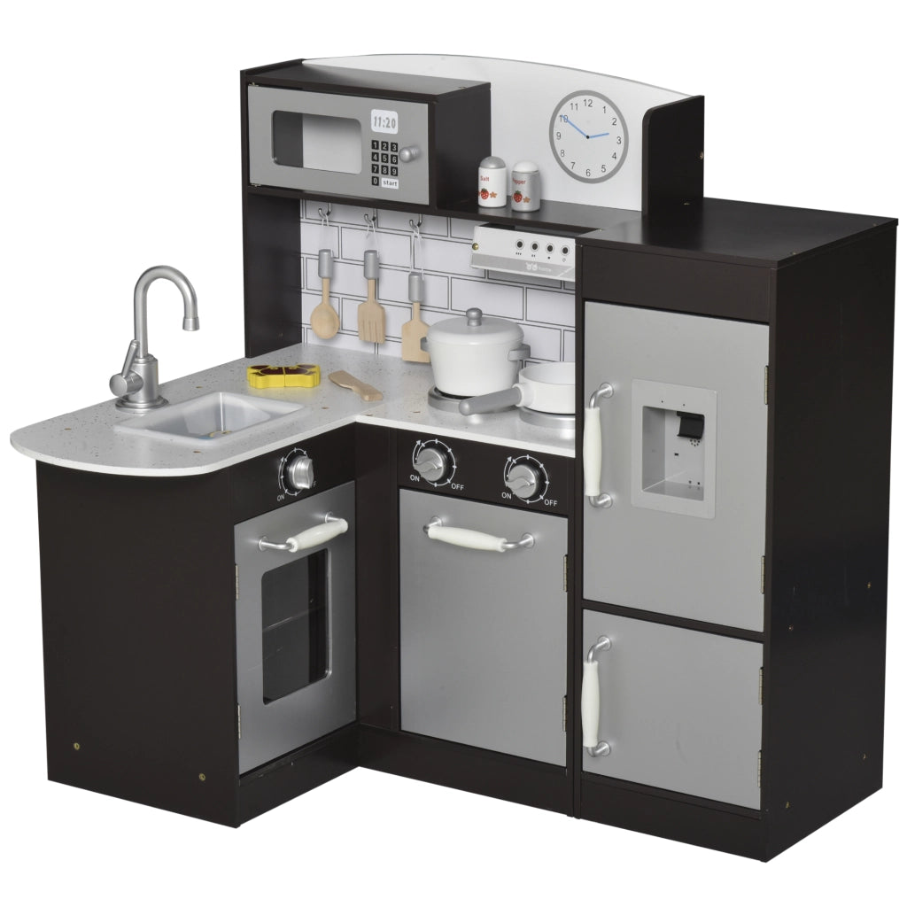 Cucina Giocattolo in Legno per Bambini con Accessori ¨C Minimal ¨C 86x64x84.5cm Argento Marrone