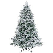 Albero di natale innevato con 260 luci led giunti a cerniera, Albero Natale pre-illuminato 180cm Bianco