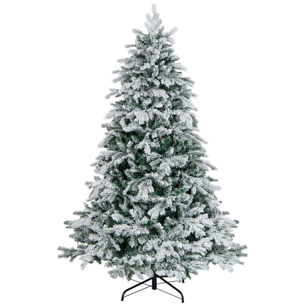 Albero di natale innevato con 260 luci led giunti a cerniera, Albero Natale pre-illuminato 180cm Bianco