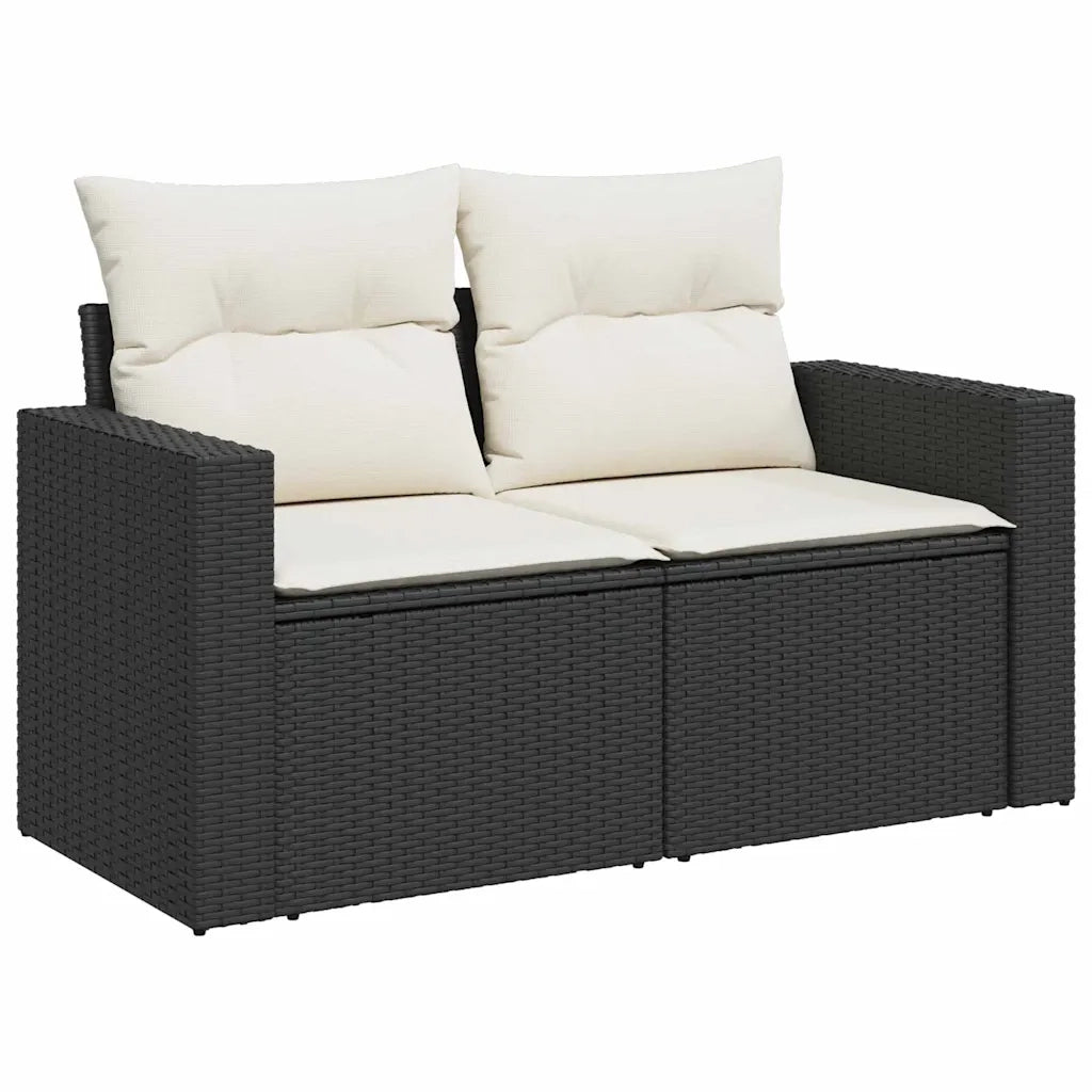 Set Divano da Giardino con cuscino 8 pcs Nero polyrattan