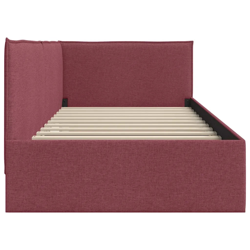 Cornice del letto ad angolo Rosso Vino 100 x 200 cm Tessuto