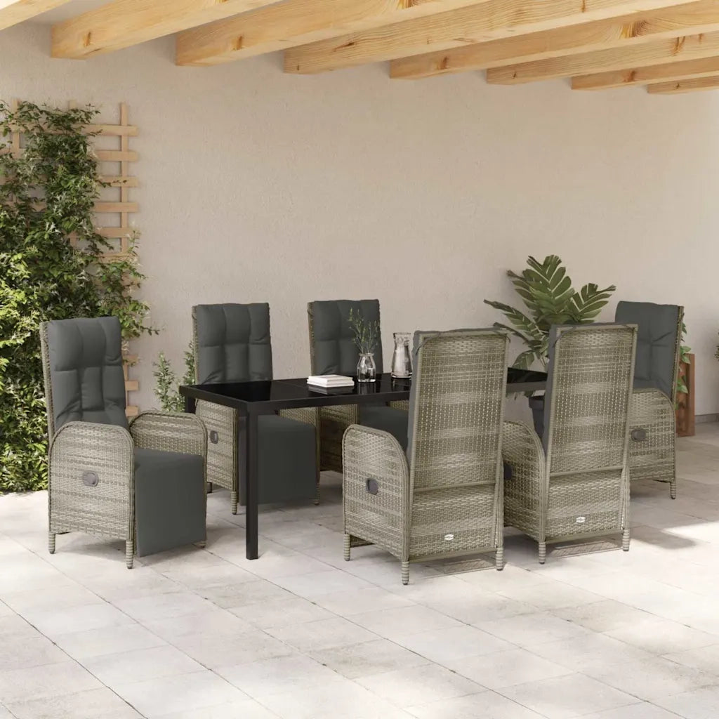 Set da Pranzo per Giardino con cuscino 7 pcs Grigio polyrattan 3380139