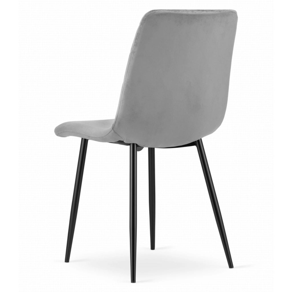 Sedia Turin in velluto grigio chiaro con gambe nere