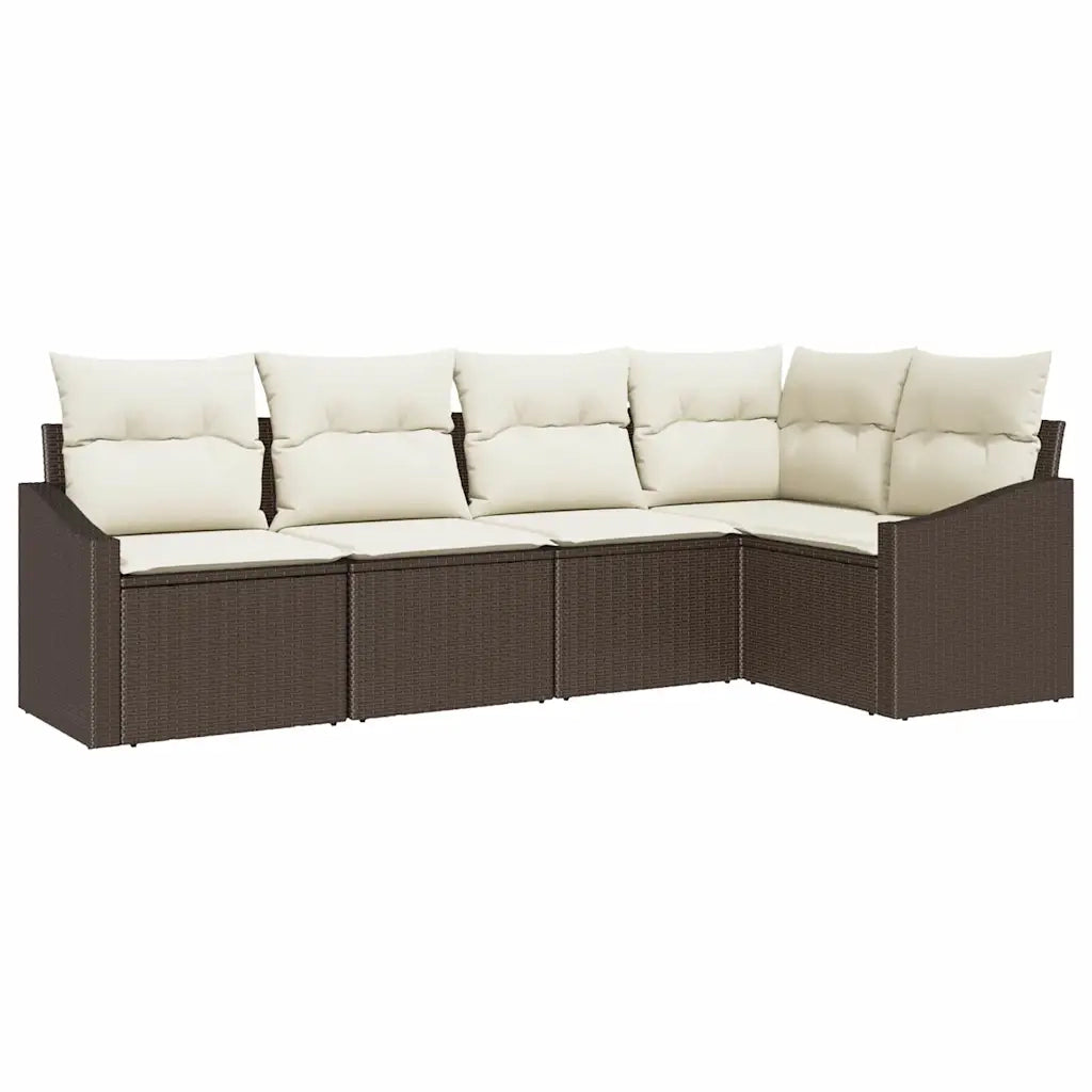 Set di divani con cuscino 5 pcs Marrone polyrattan 3346718