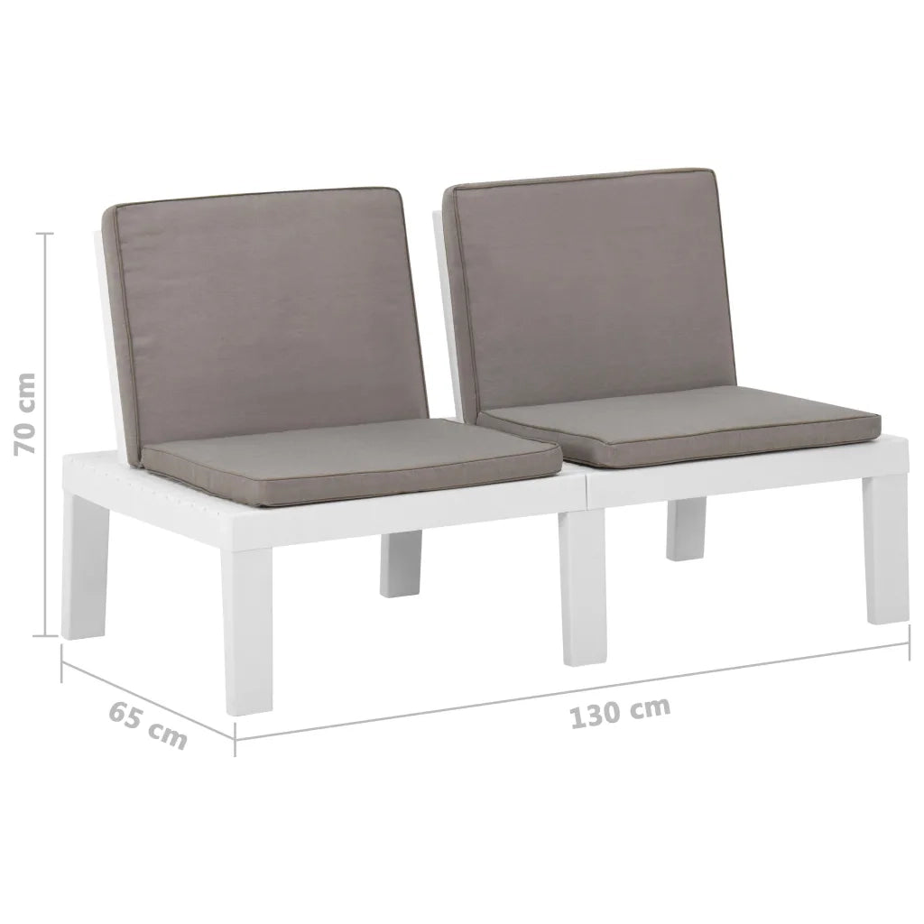 Panchine da Giardino | Panca da Giardino con Cuscini 2 pz in Plastica Bianche