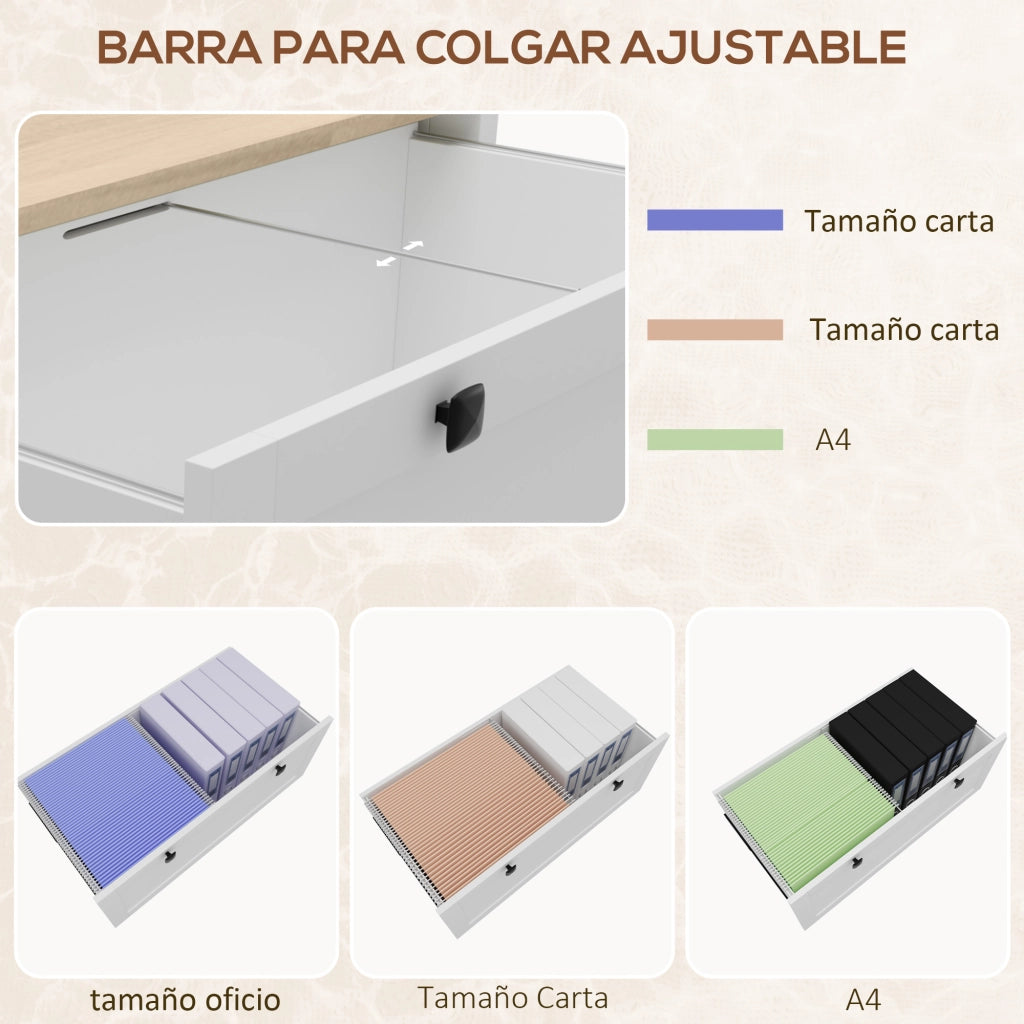 Cassettiera con 2 cassetti e appendiabiti ¨C Minimal ¨C 79x40x72 cm bianco e rovere